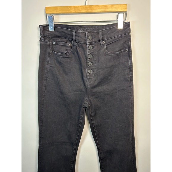 American Eagle Outfitters Womens Black High Rise Flare Button Fly Jeans Size 6 - Picture 4 of 8